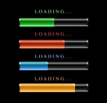 Four modern preloaders or progress loading bars. Stock Illustration