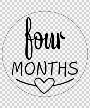 Four Months Round Circle With Text label Static Stock Illustration