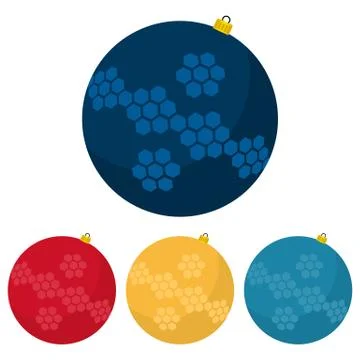 Four multi colored Christmas balls Stock Illustration