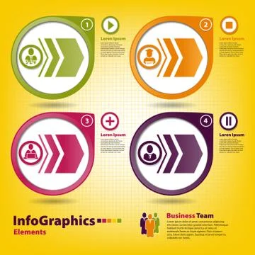 Four multi-colored design elements for infographics Illustrazione stock