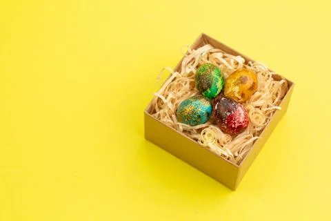 Four multi-colored easter eggs. Stock Photos
