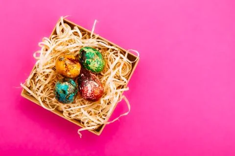 Four multi-colored easter eggs. Foto stock