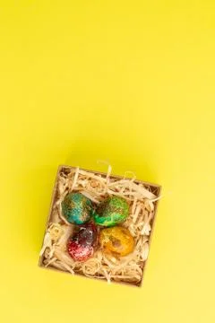 Four multi-colored easter eggs. Stock Photos