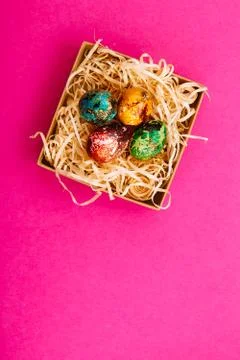 Four multi-colored easter eggs. Stock Photos