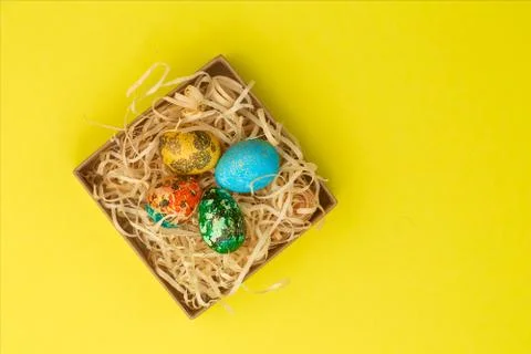 Four multi-colored easter eggs. Foto stock