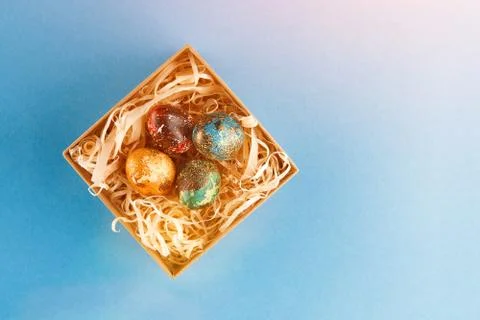 Four multi-colored easter eggs. Foto stock