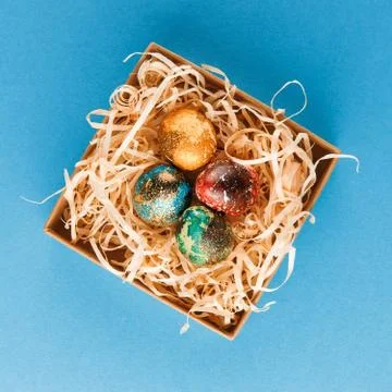 Four multi-colored easter eggs. Stock Photos