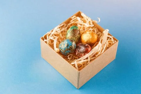 Four multi-colored easter eggs. Stock Photos