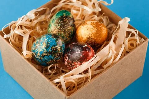 Four multi-colored easter eggs. Stock-Fotos