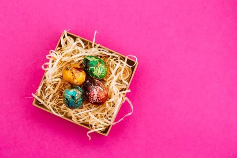 Four multi-colored easter eggs. Stock Photos