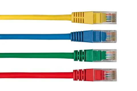 Four Multi Colored Network Cables Stock Photos