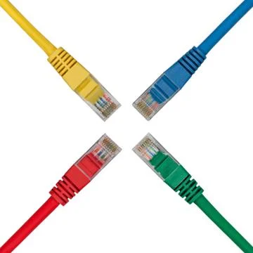 Four Multi Colored Network Cables in X Shape Stock Photos