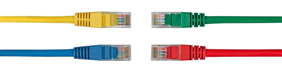 Four Multi Colored Network Cables Stock Photos