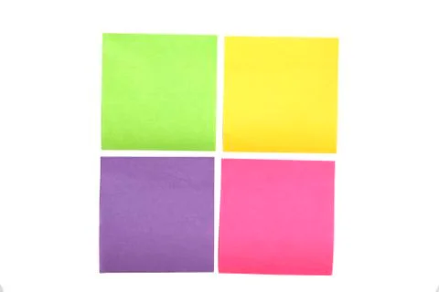 Four multi colored post it notes Stock Photos