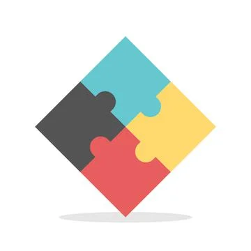 Four multicolor puzzles assembled Stock Illustration