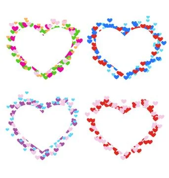 Four multicolored frames with hearts isolated on white Stock Illustration