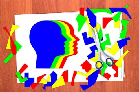 Four multicolored head and scrap Stock Photos