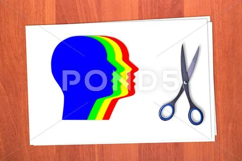 Four multicolored head Stock Photos