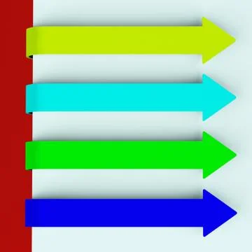 Four Multicolored Long Arrow Tabs Over Paper For Menu List 3d Rendering Ilustración de archivo