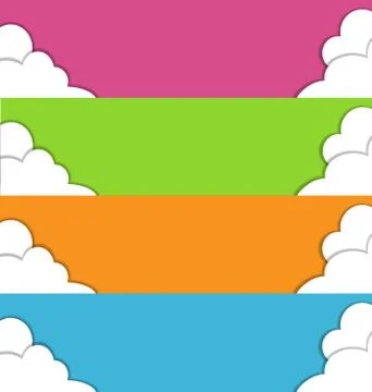 Four multicolored spring banners with clouds Stock Illustration