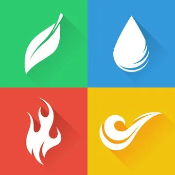 The four natural elements color icon set Stock Illustration