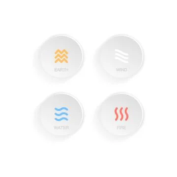 Four natural elements icon, ine symbols. Wind, fire, water, earth. Pictograph Stock Illustration