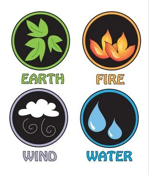Four natural elements Illustrazione stock