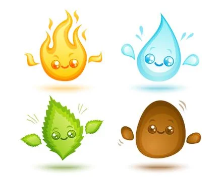 Four nature elements Stock Illustration