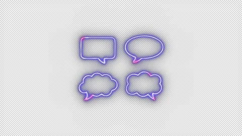 Four Neon Speech Bubbles in Various Shapes Stock Footage 320637469