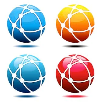 Four Network Globe Symbols Stock Illustration