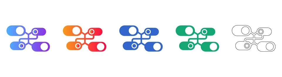 Four Node Network Connection Flowchart Icons Stock Illustration