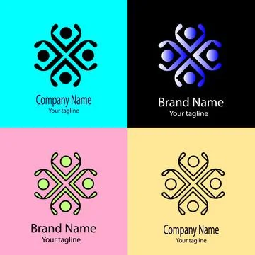 Four Node Unity logo design Stock Illustration