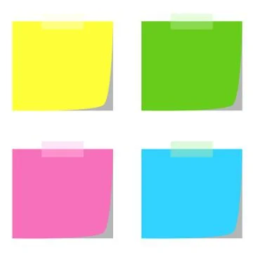 Four note papers in multiple colors vector Stock Illustration