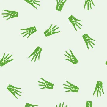 Four number hand gesture glyph seamless pattern Stock Illustration