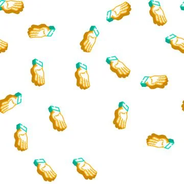 Four number hand gesture isometric icon seamless pattern Stock Illustration