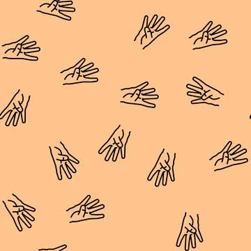 Four number hand gesture vector seamless pattern Stock Illustration