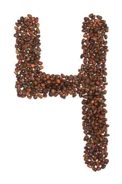 Four number made of cedar  nuts Stock Photos
