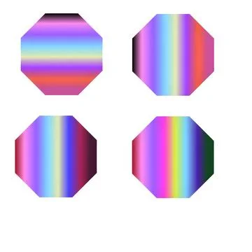 Four octagons with vertical rainbow gradient fills, abstract geometric shape Stock Illustration