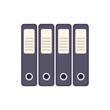 Four office binders standing up in a row storing documents Stock Illustration