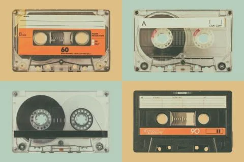 Four old audio compact cassettes Stock Photos