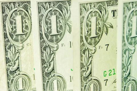 Four one dollar banknotes Stock Photos