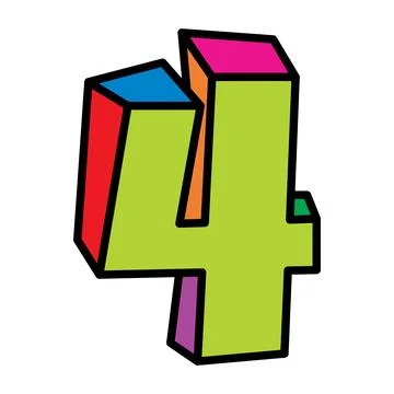 Four or number 4 vector logo colorful playful design illustration Stock Illustration