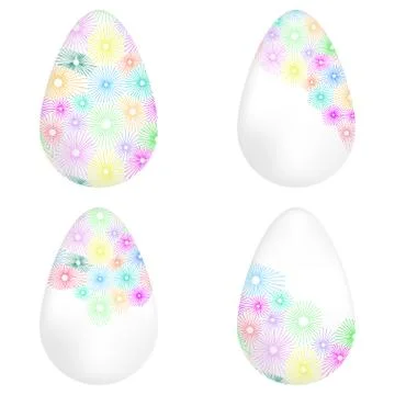 Four ornamental easter eggs. Colorful print. Stock Illustration