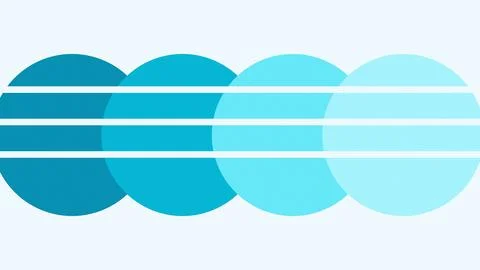 Four overlapping gradient circles with horizontal stripes on white background Stock Illustration