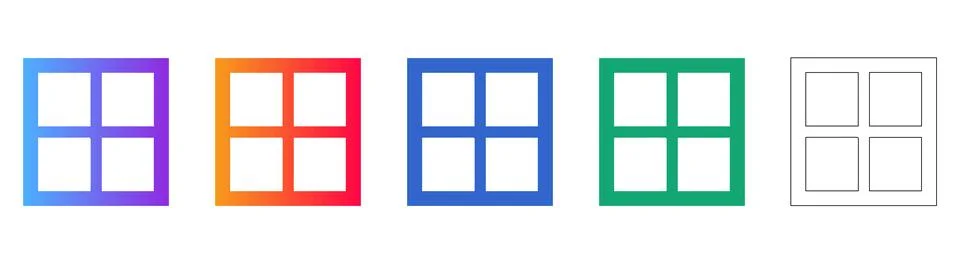 Four Pane Window Frame Icons for Architecture Illustrazione stock