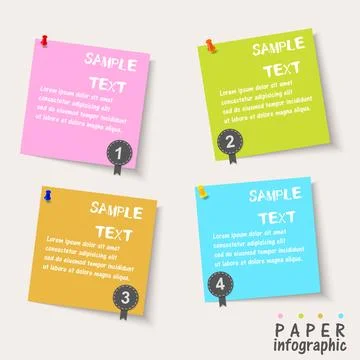 Four Paper Flow Chart Info Graphic Elements, Vector Illustration 스톡 일러스트