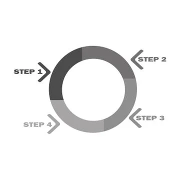 Four-part circular gradient business chart infographics Stock Illustration