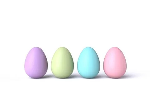Four pastel color Easter eggs 3D Four pastel color Easter eggs 3D renderin... Stock Photos