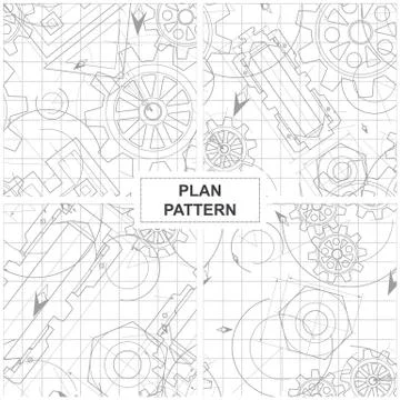 Four Patterns of Circuits and Gears Illustrazione stock