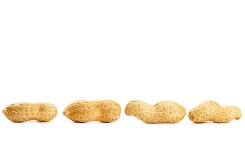 Four peanuts in a row Stock Photos